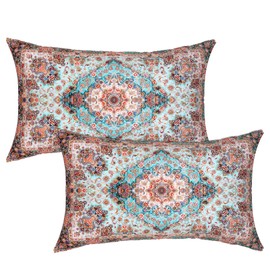 Fgdui 2PCS 50x30 Short Plush Pillowcase Square Exquisite Cushion with Retro Patterns, Green Home Set without Pillow Core, Suitable for Bedroom Bedhead, Living Room, Sofa