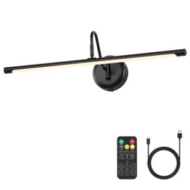 JOOSENLUX Battery Operated Picture Lights Modern Wireless Wall Lights 24.4" Inch Dimmable Under Counter Lights for Kitchen with Swing Arm as Canvas Wall Sconce Light Black 3000K CRI95+