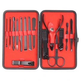 Swpeet 15Pcs Manicure Set, Nail Clippers Set, High Precisio Stainless Steel Nail Cutter Pedicure Kit Grooming Kit Manicure Fingernails & Toenails with Portable Stylish Case for Personal Care, Black