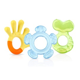 Nuby - 3 Stage Teething Rings - 3 Teething Rings to Stimulate Gums and Relieve Teething Pain - Teething Toys for Babies - BPA Free - 3+ Months