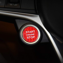 M.JVisun Carbon Fibre One Button Start Button Lid Trim for Alfa Romeo, Ignition Switch Sticker for Alfa Romeo Giulia for Alfa Romeo Stelvio - Red