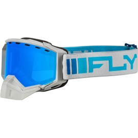 Fly Racing Zone Snow Goggle (Silver/Blue W/Sky Blue Mirror Blue Lens, Adult)