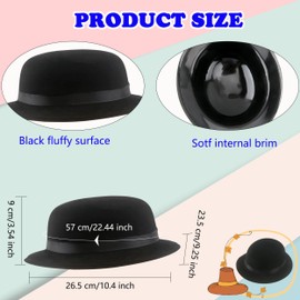 SGBETTER 20 Pack Plastic Derby Bowler Hats Bulk Black Bowler Hat Deluxe Costume Hat for Adult Kids Dress up Costumes Party
