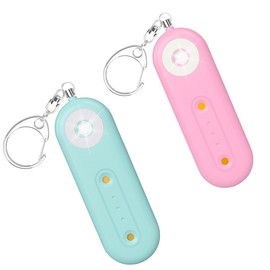 ROTOPATA Personal Safety Alarm Keychain for Women, Rechargeable 130DB Loud Emergency Self Defense Key Chain Siren with LED Strobe Light for Elderly Traveling College Essentials(Light Blue & Pink)