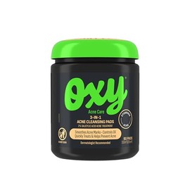 Oxy 3-IN-1 Acne Facial Cleansing Pads, Maximum Strength 2% Salicylic Acid Stubborn Acne Treatment, Controls Oil, Unclogs Pores, Smooths & Brightens Sk