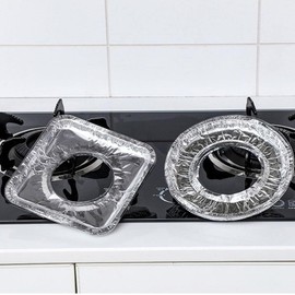 10 Pcs Round Aluminum Foil Square Stove Burn er Covers Disposable Heavy Thick Quality Bib Liners Drip Pans Gas Range Top Protectors Range Accessories