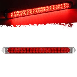Partsam 17 Inch 40 LED Red Trailer Light Bar Waterproof Sealed 17" Utility Trailer Truck RV Pickup Led Stop Tail Third 3rd Brake Marker Clearance Identification Light Bar w/ Chrome Bezel DOT Compliant
