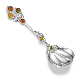 fish Children's Christening Gift Baby Spoon with Amber Sterling Silver 925 Eco Packaging Christening Gift