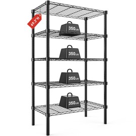 DUMOS 5-Shelf Wire Rack Heavy Duty Metal Shelving Adjustable Steel Standing Storage Unit for Home Kitchen Pantry Garage Office