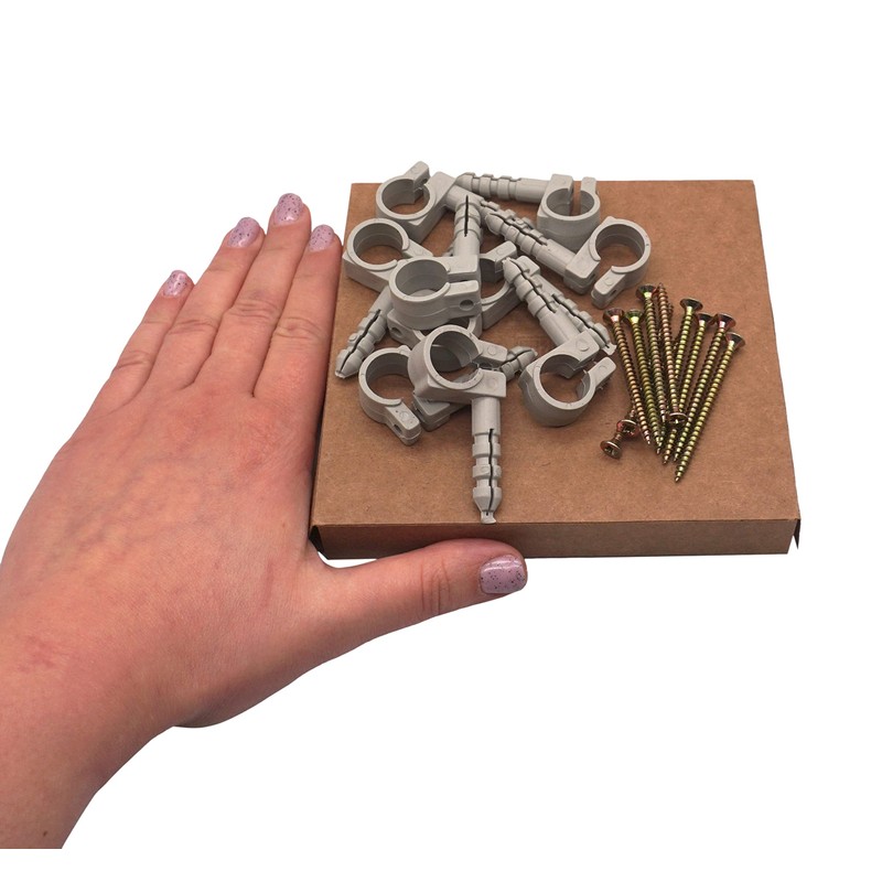 (Pack of 10) Grey Plastic Clamps for 13-15mm Pipes, Hose