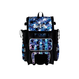 Boombah Superpack Hybrid Rolling Bat Bag - USA Banner Bat Pack Black/Royal Blue/White - Wheeled & Backpack Version