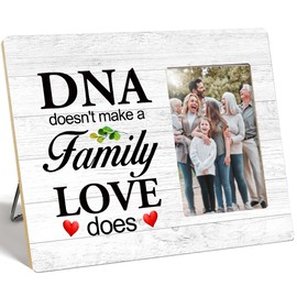 OTINGQD Family Picture Frame Gifts,DNA Doesn't Make A Family Love Does Wooden Photo Frame for Tabletop Wall Display,Gifts For Family Reunion,Family Gifts for Dad Mom Son Daughter Z325