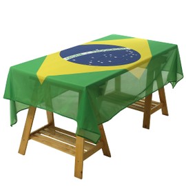 Rectangular Tablecloth Brazil Brazilian Flag Tablecloth Fade-Resistant Washable National Flag Tablecloth, Suitable for Kitchen Dining Family Gatherings and Outdoor Events,59 Inches * 83 Inches.