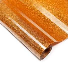 Yiwloer Coffee Orange Glitter HTV Heat Transfer Vinyl, 12" x 5ft lron on Vinyl, for T-Shirt Ironing, Vinyl HTV Easy to Cut and Weed, The Best Choice for DIY Creativity. (Light Coffee, 5ft)