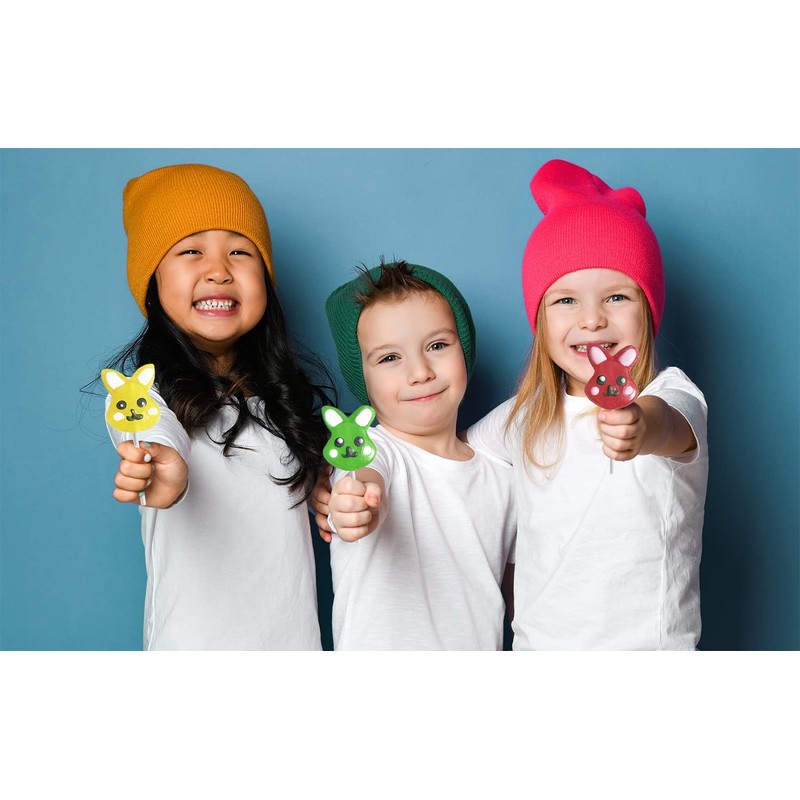 Fruidles Happy Easter Bunnies Lollipops Suckers, Colorful Easter Eggs, Yellow