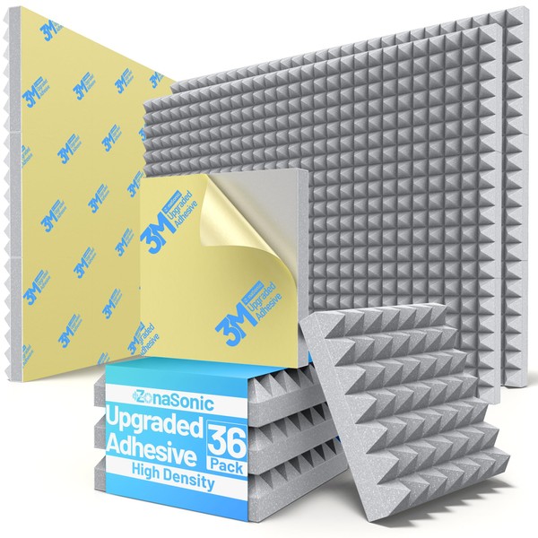 36 Pack Pyramid Sound Proof Foam Panels for Walls with