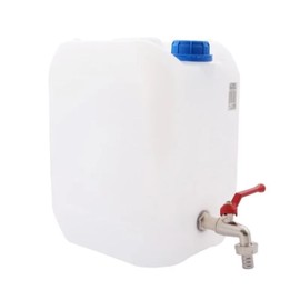 Water Storage Container, 20L Capacity, Metal Tap, 35.5 x 27 x 25 cm, White