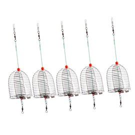 Kisangel 5Pcs Outdoor Fishing Bait Cage Fishing Trap Basket for Fishing Tackle Durable Bait Fishing Cage Net