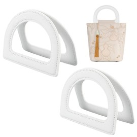 Beebeecraft D Förmiger Ersatzgriff Für Geldbörsen Ovale D Ring Taschengriffe Aus PU Leder Für Handgefertigte Strandtaschen Strohtaschen Handtaschengriffe (Weiß)