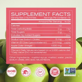 Apple cider Vinegar Gummy Energy and Gut Health - Gut Health - supports digestion, detoxification and cleansing - B12 is an edible supplement:_1 bottle of 30+60granules