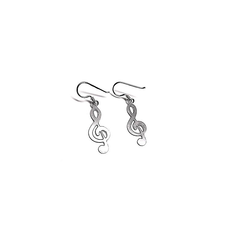 Pendientes Plata Ley 925m Largos Clave Sol [AB1385]
