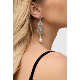 BABEYOND 1920s Flapper Art Deco Gatsby Earrings 20s Flapper Gatsby Accessories Vintage Wedding Dangle Pearl Earrings