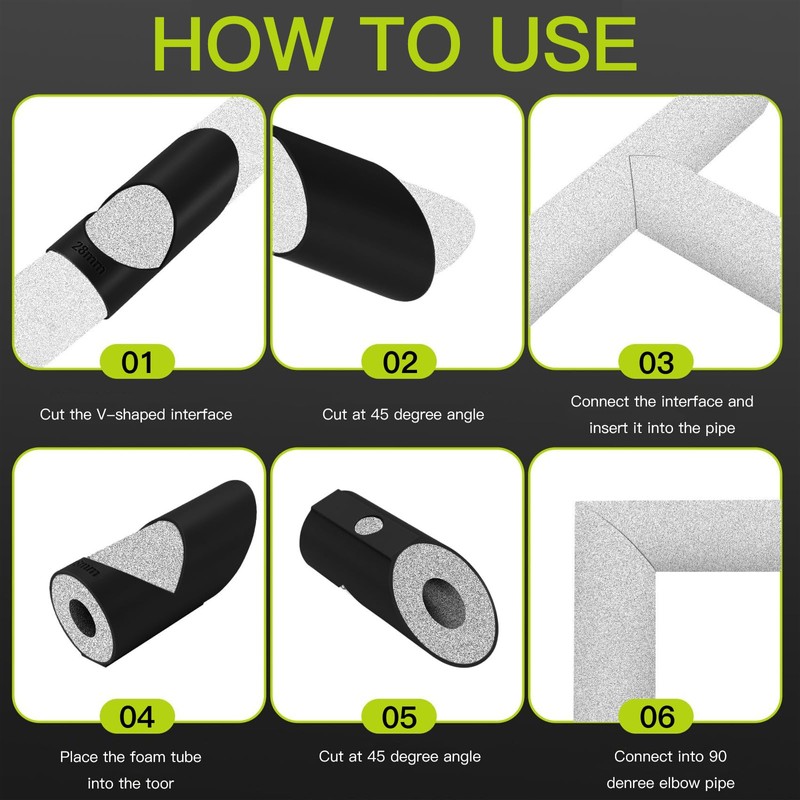 3 Piece Pipe Insulation Template, Foam Pipe Cutter Tool Set