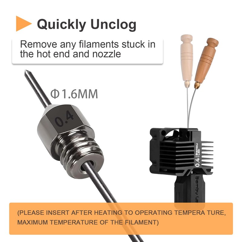 3D Printer Cleaning Filament Clog Tool with Wood Handle,The Must-Have