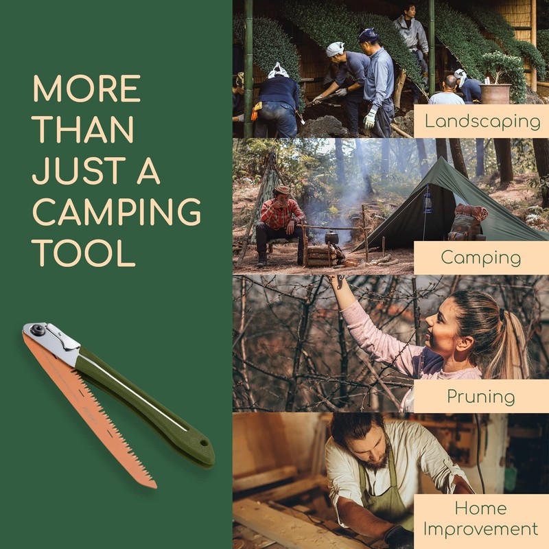 LAGOM Folding Camp Saw for Cutting Branches, 11.4" Straight Blade