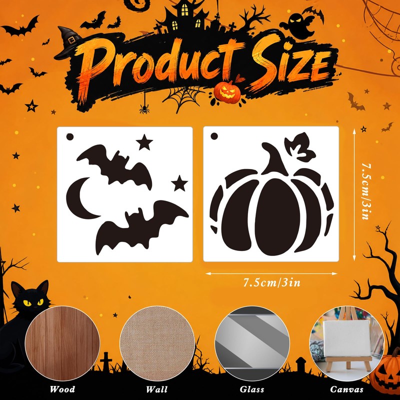 SRIZIAN 72PCS Halloween Stencils for Painting Reusable