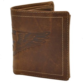 flevado Genuine Leather Wallet, Wings, Eagle, Men's Wallet, Brown, brown, Modern