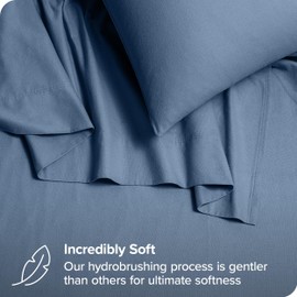 Bare Home Organic Cotton Flannel Sheet Set - Queen Size - 100% Cotton - Double Brushed for Extra Softness & Comfort - Warm, Cozy, and Durable - Breathable - Bed Sheets (Queen, Coronet Blue)