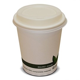 50-12oz (340ml) Disposable Biodegradable & Compostable Paper Coffee Cups with Compostable Sip Lids (12oz (340Ml) 50 Pack)