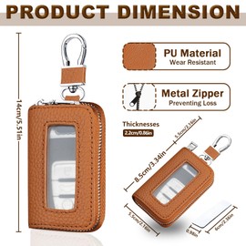 vvag Car Key Fob Holder, Universal Genuine Leather Key Fob Case with Hook and Loop Tape, Premium Automotive Smart Key fob Holder, for Remote Key Fob, Car Accessories for Women & Man (Orange)