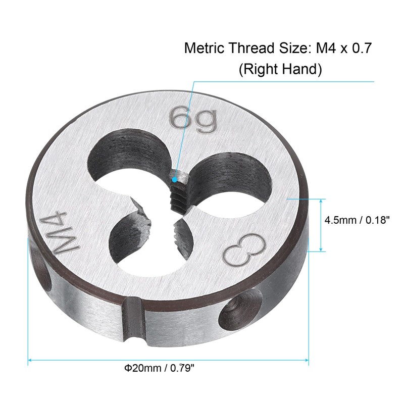 sourcing map Round Threading Die M4 x 0.7 Metric Thread