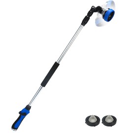 Seatern Telescoping Watering Wand for Garden Hose, 36”-54” Adjustable, 10 Spray Patterns, Heavy-Duty Hose Nozzle with Thumb Control & Pivoting Head, Ideal for Hanging Baskets and Shrubs, Blue