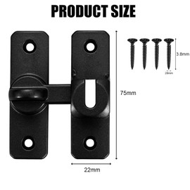 Sliding Barn Door Lock Hardware, 90/180 Angle Flip Sliding Barn Door Lock, Stainless Steel Door Bolt Latch Buckle with Screws for barn Garden Bathroom Outdoor Garage Window Sliding Door(Black)