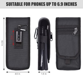 KATOLK Dual Phone Holster, Large Smartphone Pouch, Belt Clip Tool Pouch, Multi-Purpose Tactical Cellphone Holder for Working, Hiking, Camping, Barbecue, Rescue (XL)