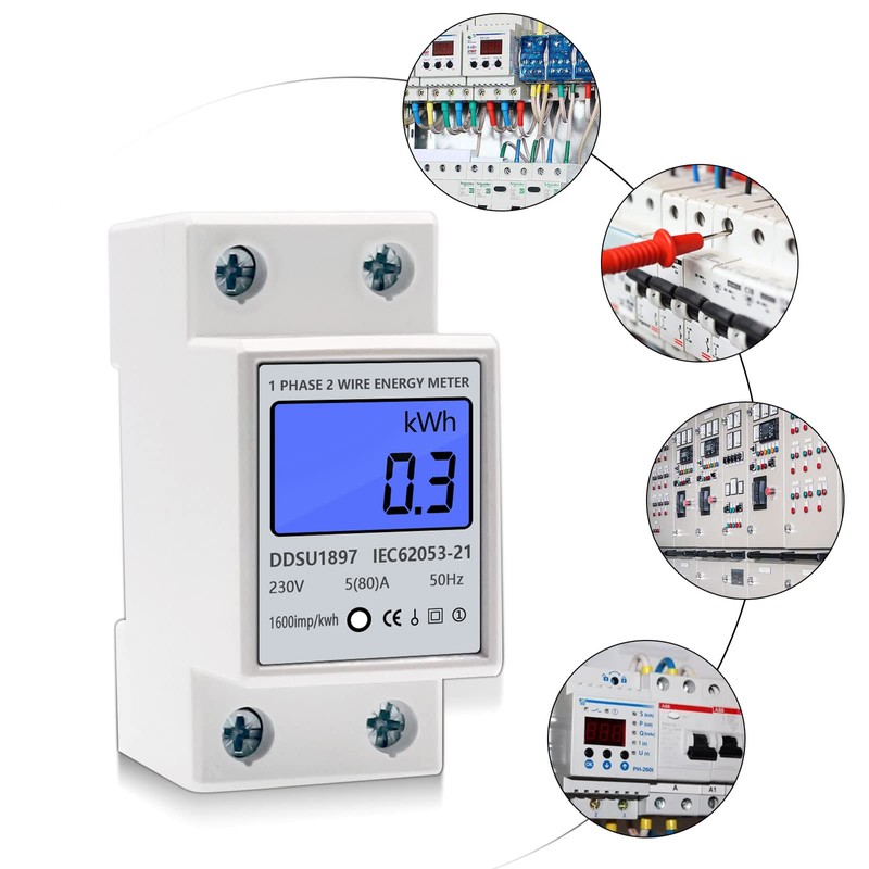 DIFCUL Electricity meter, DIN rail, AC meter 1 phase, electricity