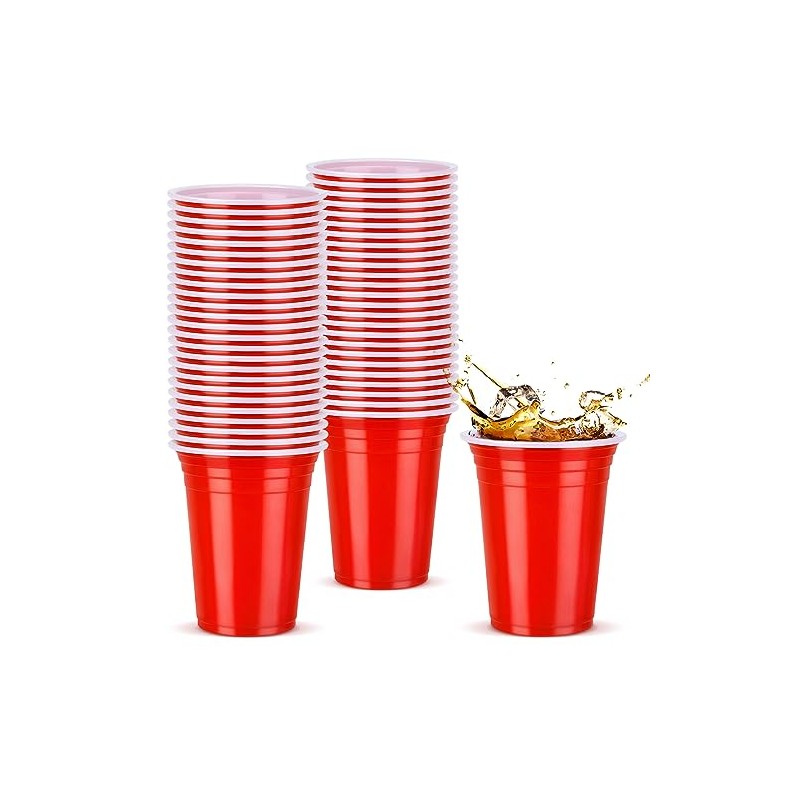 NUZEKY Pack of 50 Red Party Cups Set - Reusable