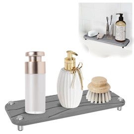 NiCoLa Grey Sink Organiser - Kitchen & Bathroom Quick Dry Sponge Holder, Narrow Instant Dry Organizer, Pattern 2