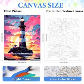 QUITEDEW Paint by Numbers Kit for Adults,Paint by Number for Adults,DIY Painting by Number Lighthouse Oil Painting Gifts for Home Wall 16x20 Inch