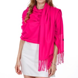 Abeillo Shawl Wraps for Women, Soft Pashmina Shawl with Fringes Blanket Wrap for Wedding Evening Dresses, Travel Accessory (Hot Pink)