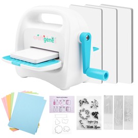CraftGenes Mini Die Cutting and Embossing Machine with Starter Kit, 8.5 cm (3.5") Feed Slot for 3" Paper, Includes 24 Accessories for DIY Crafts, Card Making & Scrapbooking(Blue)
