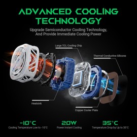 Black Shark Smart Phone Cooler, Smartphone Cooling Fan, Peltier Element, Cooler Cooling Area, Rapid Cooling for 1 Second, Quiet, Lightweight, Compact, Easy to Operate, Compatible with Many Models