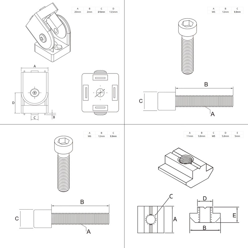 KLAK 20 Joint Joint Angle Connector Groove 6 for Aluminium