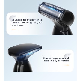 NUBACK Men's Back Razor, Back Razor for Men, Body Trimmer Men for Long Handle, Electric Body Razor Men with Face Razor (Black)