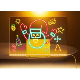 Led Note Board Acrylic Drawing Dry Erase Boards with 7 Color Pen Light up Message Advertising Noteboard Neon Glow Memo Writing Board for Office School Home Store Festival Gift (30x20cm)