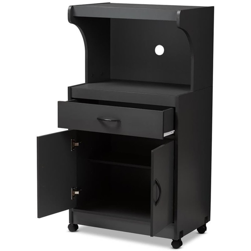 BOWERY HILL Microwave Stand in Dark Grey