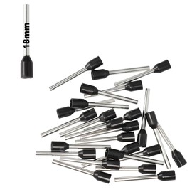 Afeld Elektro Wire End Ferrules 1.50 mm² Black Insulated Sleeve Length 18 mm Total Length 25.2 mm Pack of 25 for Fine and Fine-Wire Conductors